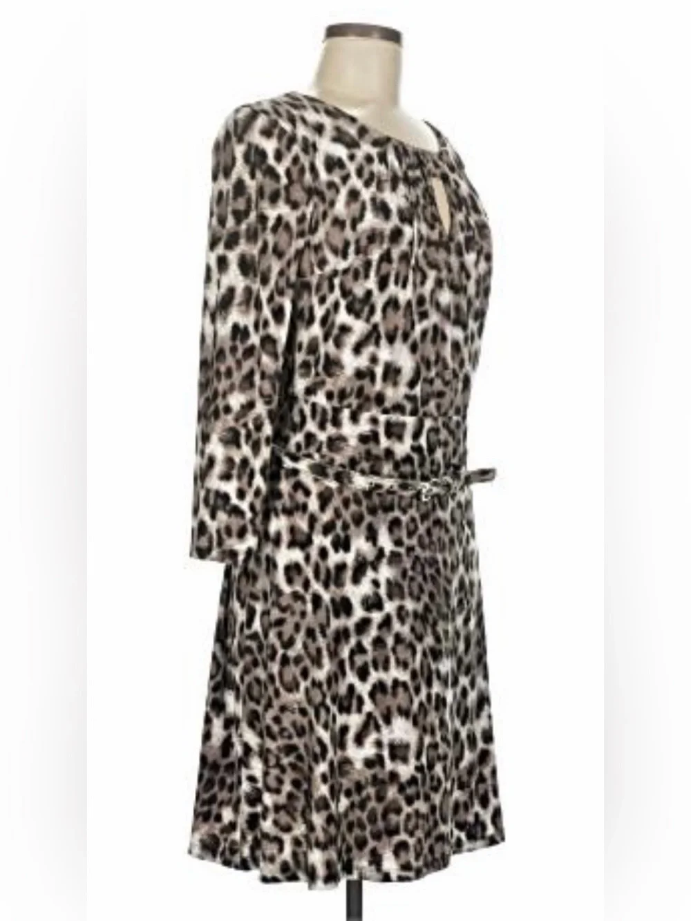 INC International Concepts Animal Print Stretch Midi Dress Sexy Sleeves Sz M